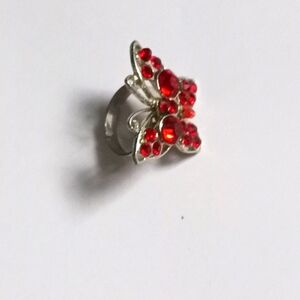 Vintage Red Butterfly Adjustable Ring - Expands to Size:8